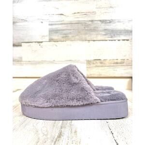 MUK LUKS Womens XL 11-12 Gray Emme Faux Fur Cozy House Slipper Sleep